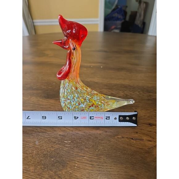 Hand Blown Art Glass Long Tail Rooster Figurine/Multicolored - Picture 9 of 16
